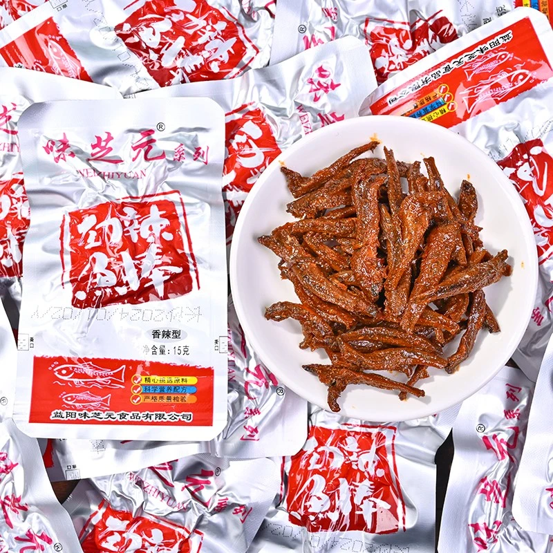 味芝元劲辣鱼棒15g香辣小鱼仔湖南特产麻辣鱼干毛毛鱼休闲零食