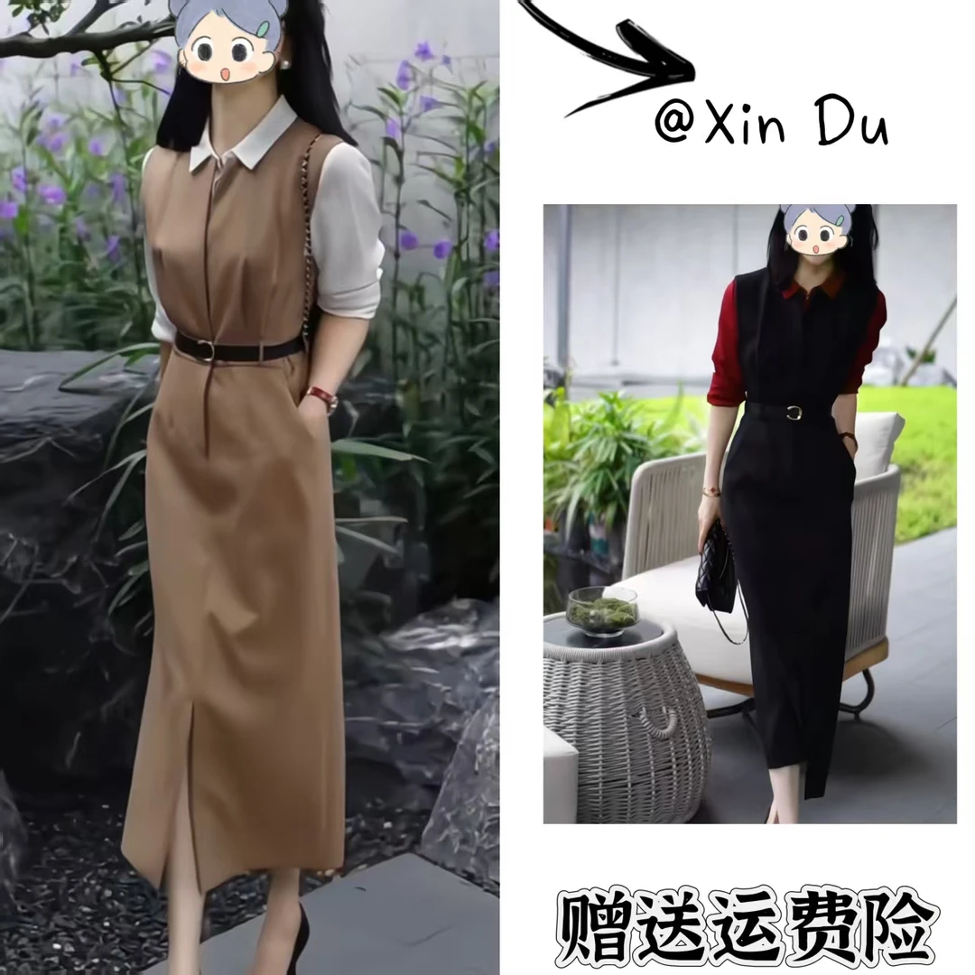 2025秋季新款时尚显瘦气质女士网红洋气两件套百搭款D22355