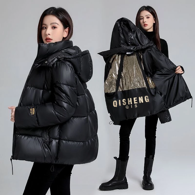 QISHENG/祺盛2025新款短款黑金棉服男女同款棉衣冬百搭防寒服22款