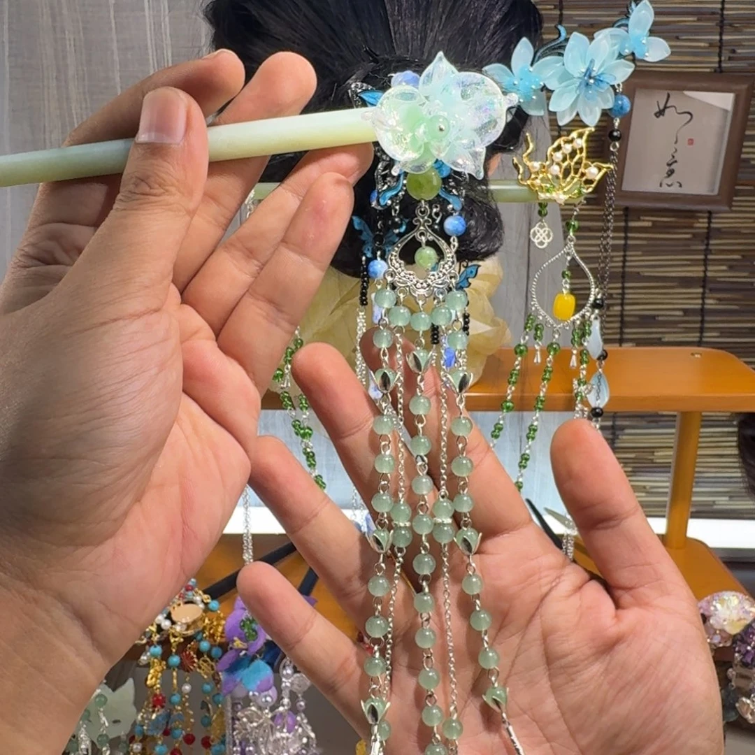 蛇纹石玉合金发饰