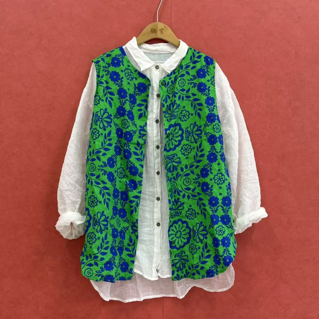 AS2107胭絮-亚麻开衫马甲