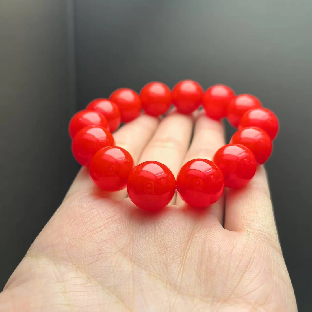 S1106【福嘟嘟珠宝】深海阿卡三姑娘红玛瑙手串-卡14左右-送礼佳品