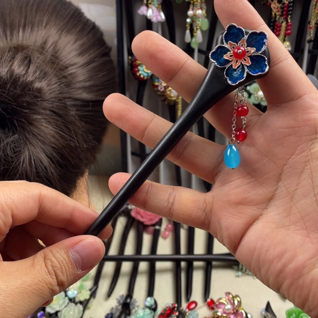 木质非金属18厘米黑檀木单簪