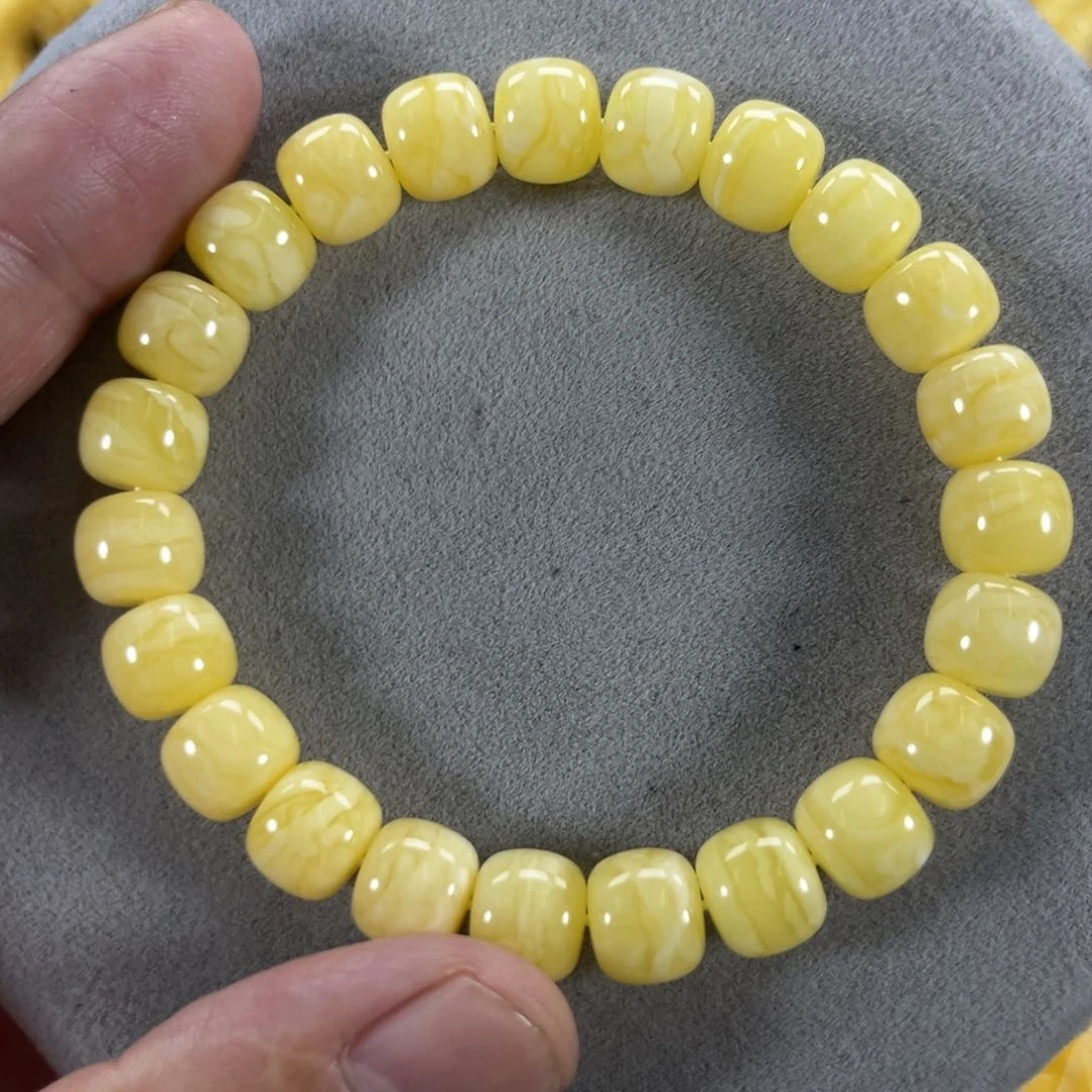 蜜蜡手串未镶嵌老***石纯天然俄料白花虎皮