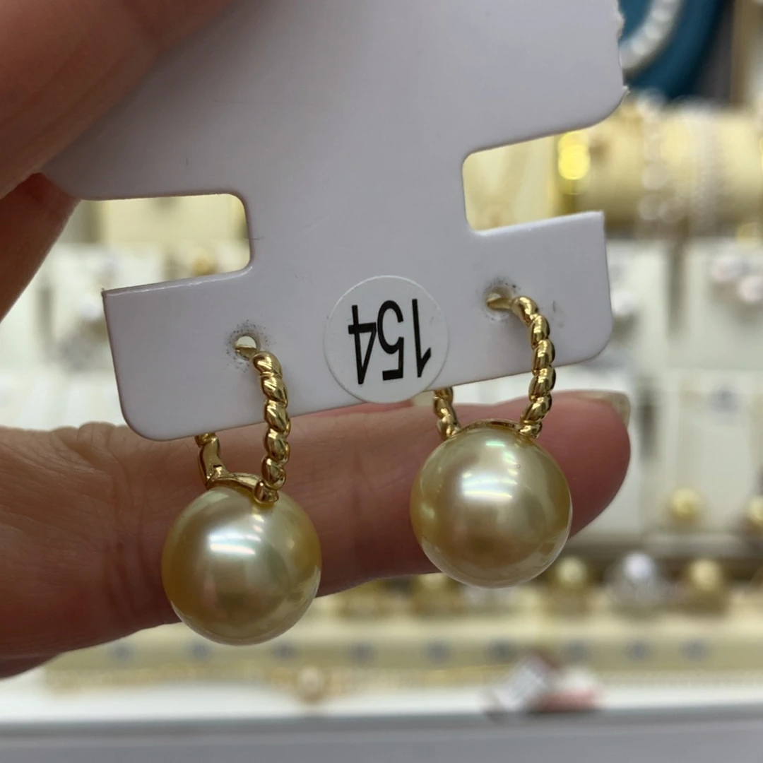 海水珍珠耳饰18K金镶嵌12-13