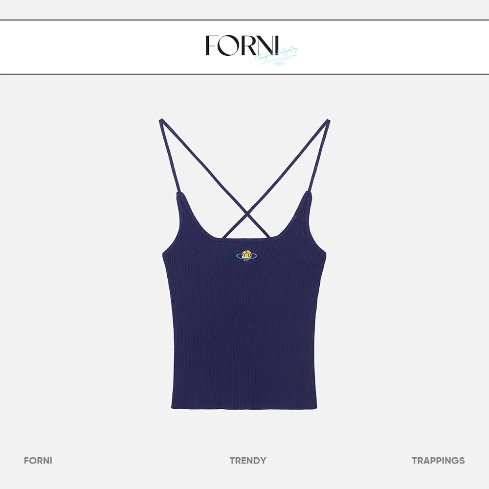 FORNI 小行星Planet 星球刺绣吊带时尚百搭女士女背心打底