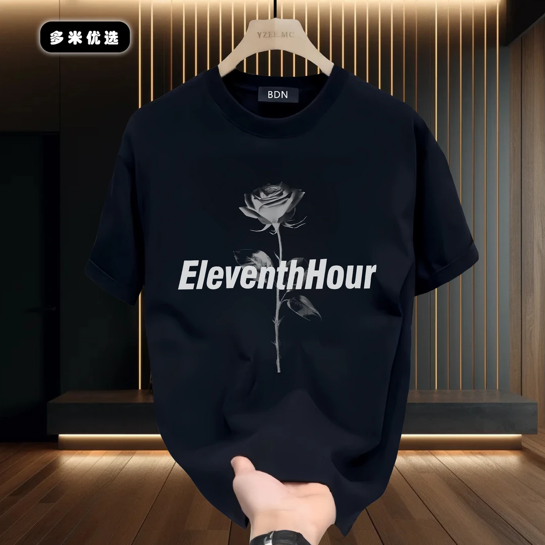 邦德妮男士夏季新款百搭痞帅美式港风短袖T恤上衣纯棉ins半袖圆领