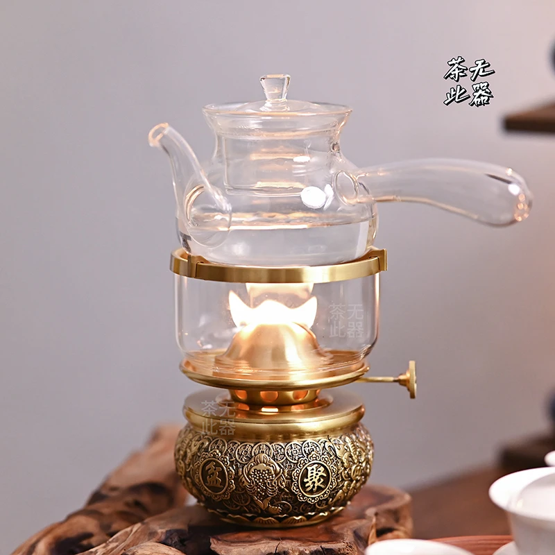 【聚宝盆】潮汕工夫茶具家用迷你黄铜煮茶灯空气灯客厅摆件煮茶炉