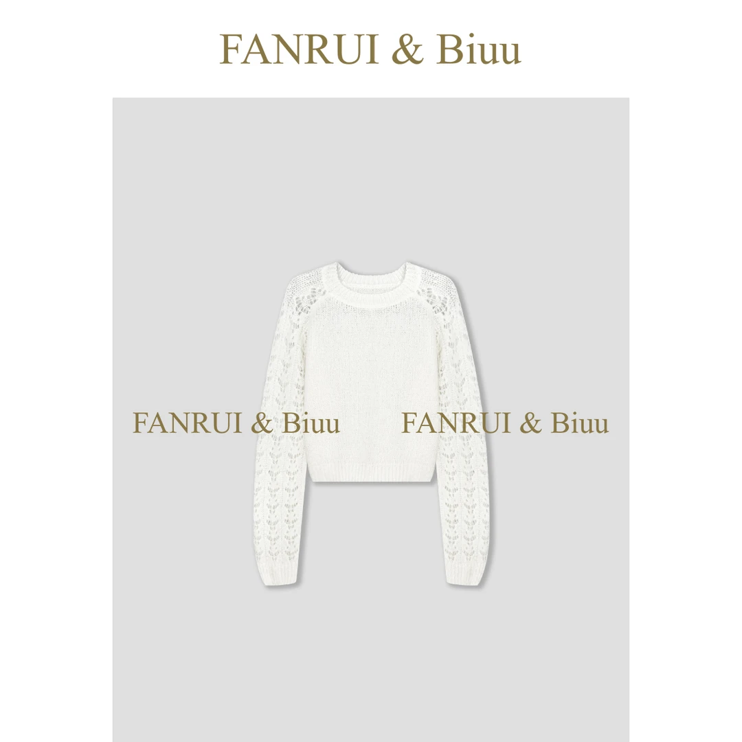 FANRUI/泛芮「贝贝biuu」洋气镂空设计感百搭显瘦毛针织衫女B17612