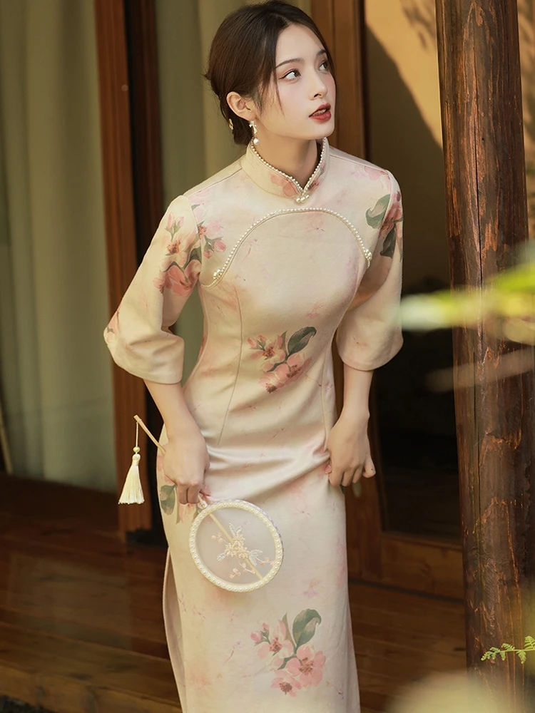 复古旗袍2025年秋季时尚新款优雅日常中国风年轻款改良版连衣裙女