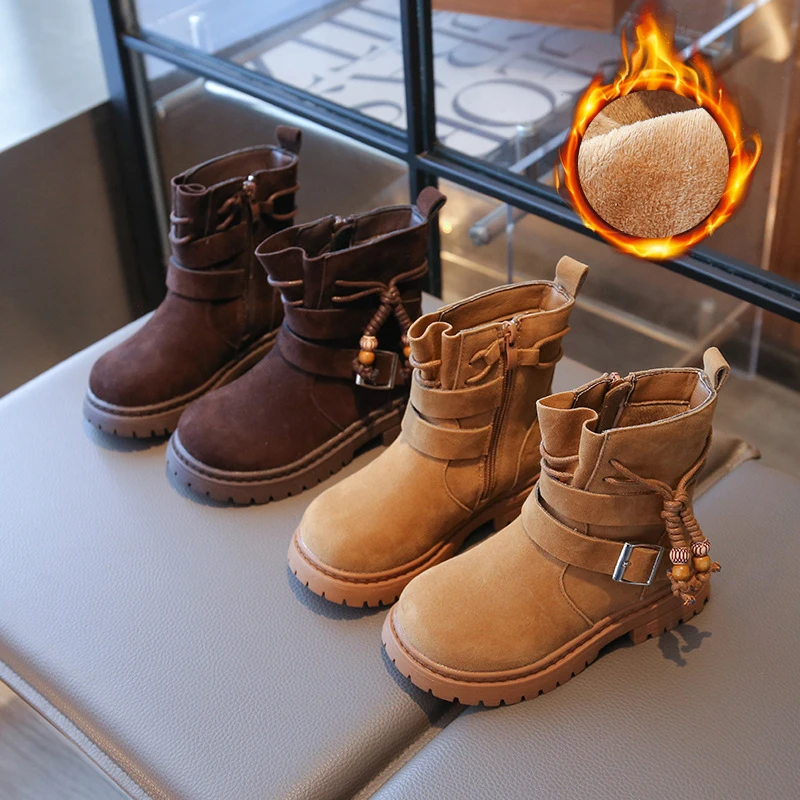 女童厚底短靴2025秋冬新款女宝中大童美拉德马丁靴儿童英伦中筒靴