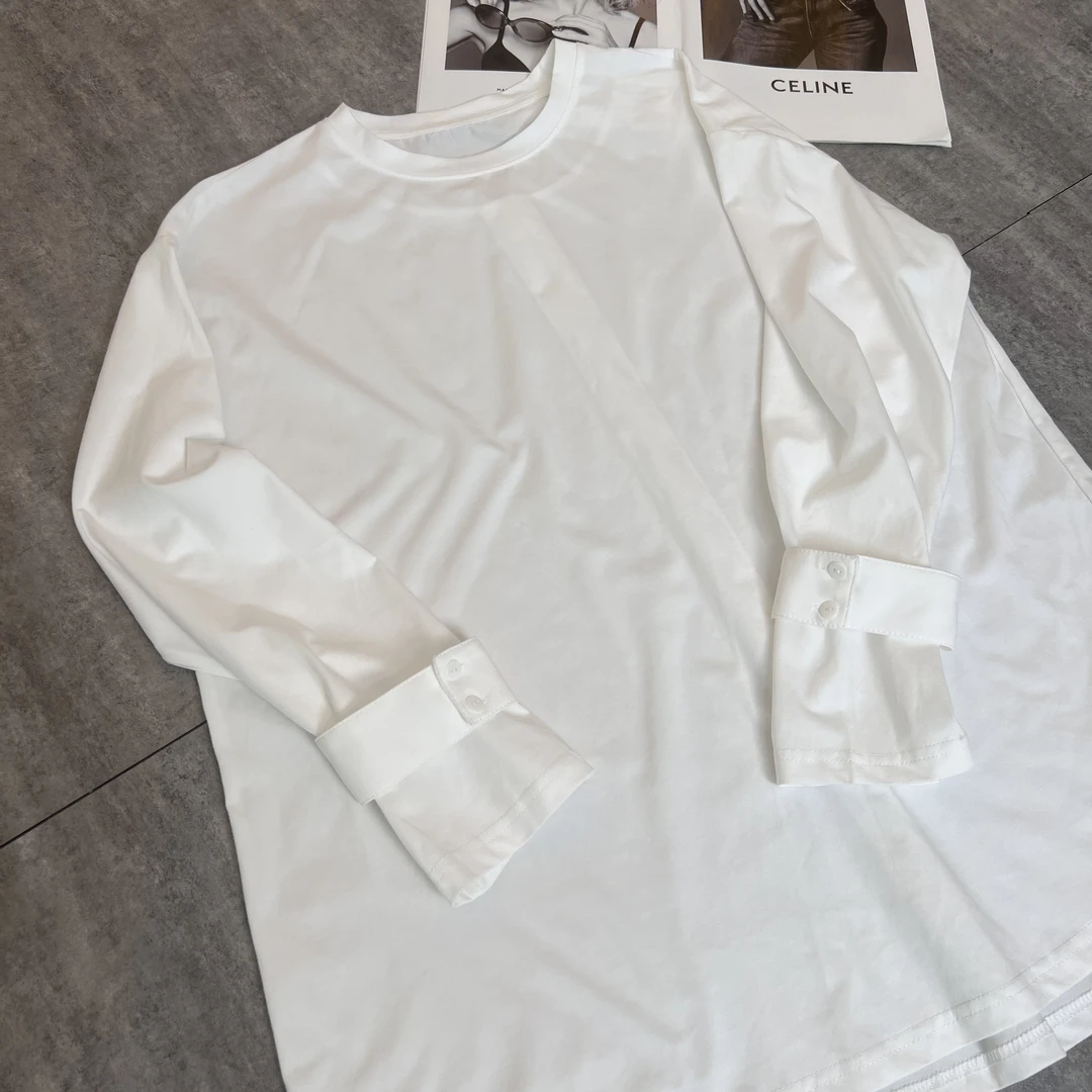 DAWEI【袖口设计款8801】时尚简约宽松大款百搭纯色女款T恤8801