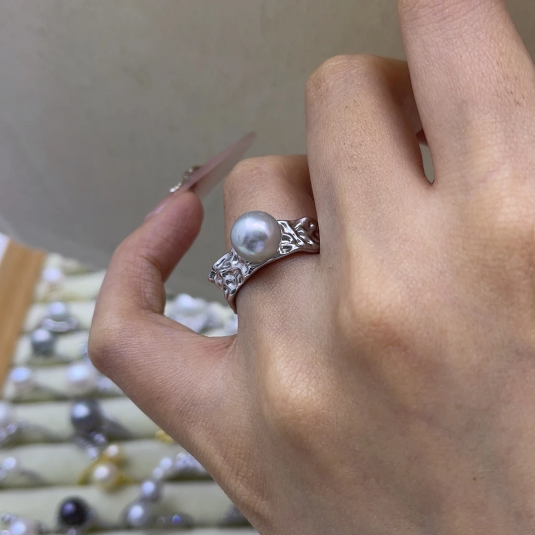 海水珍珠戒指银S925镶嵌