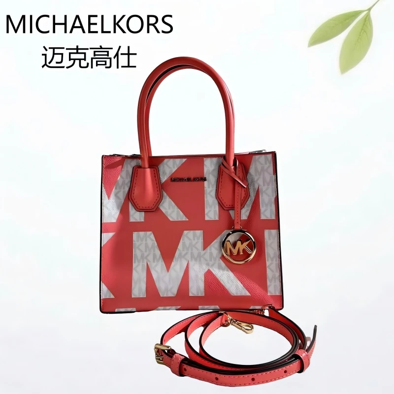 99新 MICHAEL KORS/迈克高仕 粉白琴谱斜挎包G25703250底长22X19