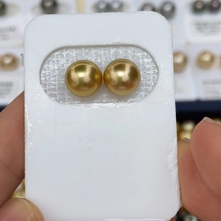 海水珍珠裸珠金对珠8.8mm