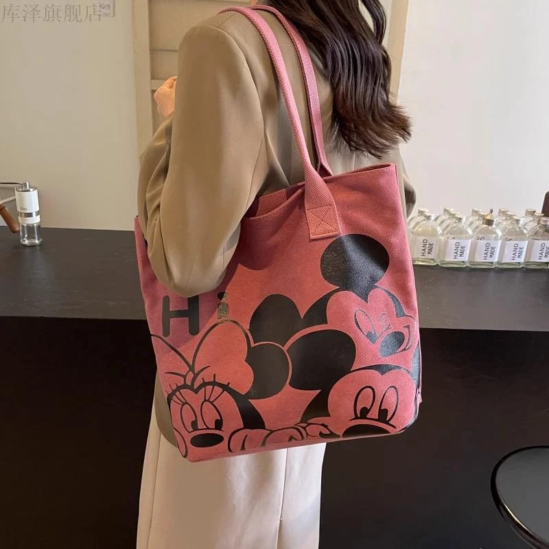 2025新款日系卡通帆布包包女大容量学生上课手提袋通勤单肩托特包