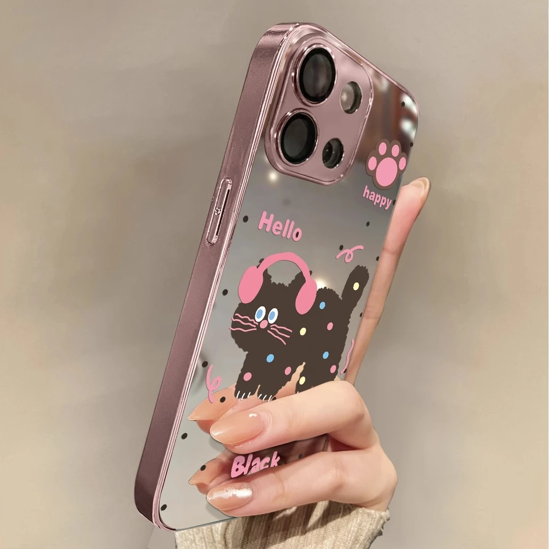 波点猫适用于oppo Reno14pro手机壳reno13防摔电镀镜面12硅胶全包