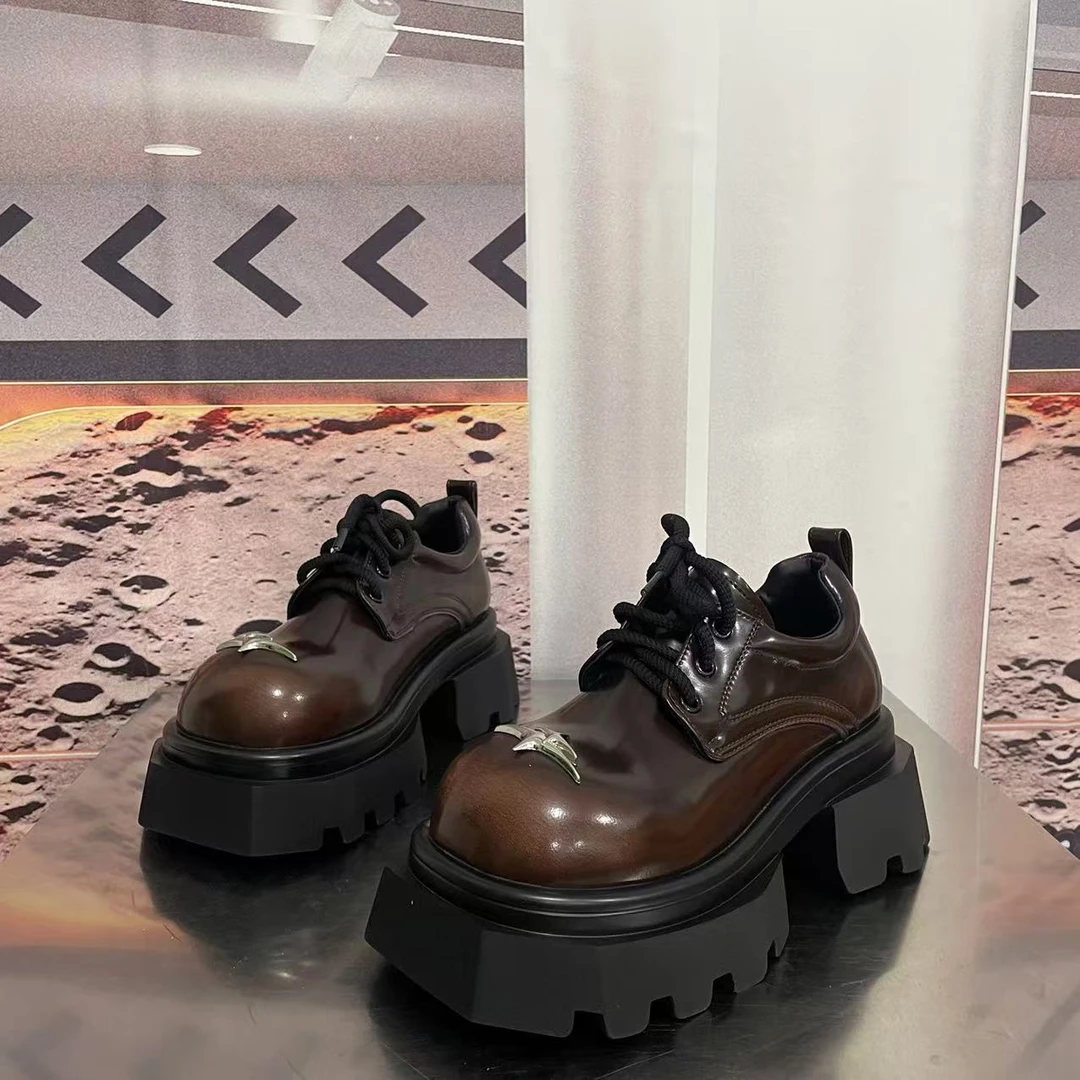787-7新款2025厚底乐福鞋学院风小皮鞋圆头百搭单鞋白色