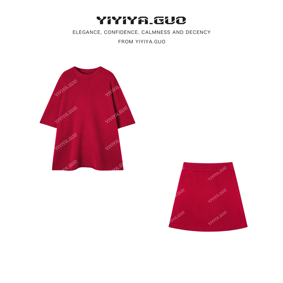 yiyiya.Guo艺艺吖【极简从绒】针织圆领羊毛套头上衣裙090234SS52