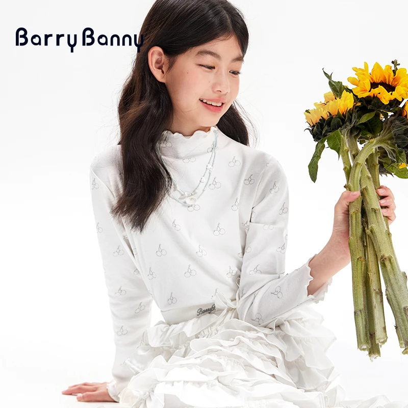 Barrybanny童装儿童打底衫长袖T恤2025春新款圆领休闲印花弹力