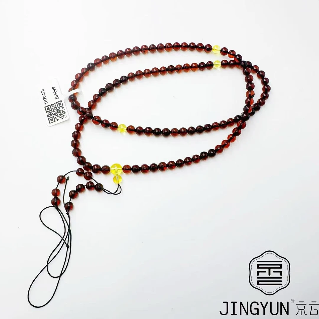 缅甸血珀108项链5mm＋女款手工时尚百搭长款彩色珠珠长链情侣简约