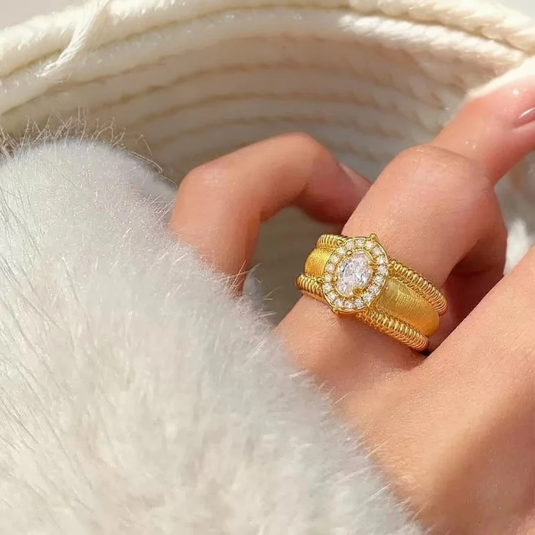 足银戒指 复古中古鸽子蛋开口戒指古法素圈包的多不掉色