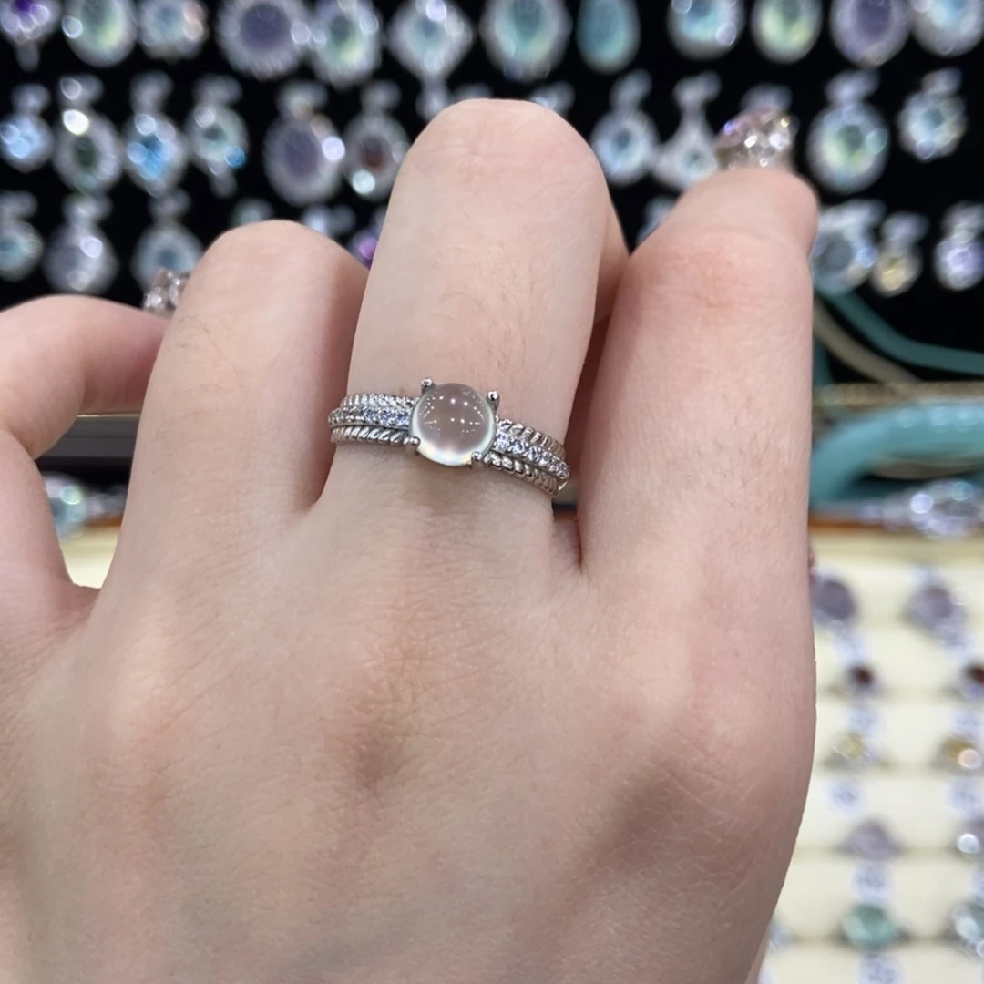 蛇纹石玉银S925镶嵌戒指