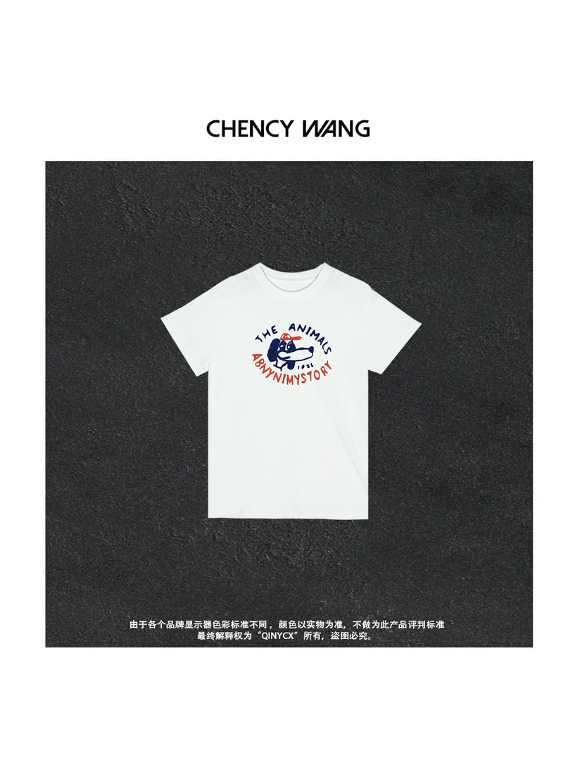 『CHENCY WANG』夏日新款卡通小狗印花设计感舒适休闲T恤上衣