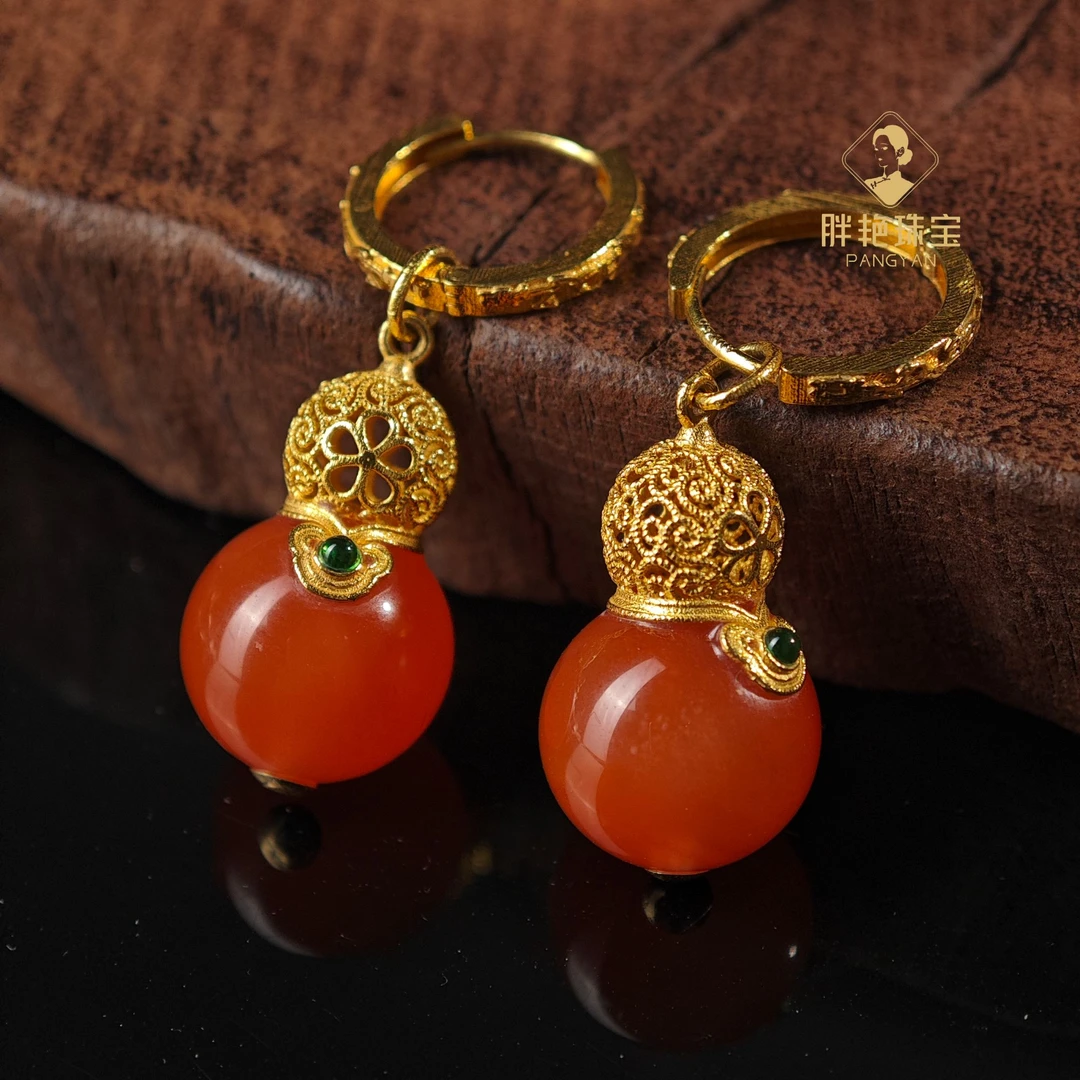 L*【福禄】18K金河湾冰红耳环（多戴款 ）@YL002060144Z@