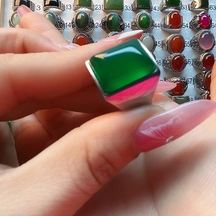 玛瑙/玉髓戒指银S925镶嵌刘*珍