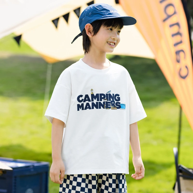 吉米妈男童宽松抗菌短袖T恤潮酷中大儿童洋气个性上衣SDT2594