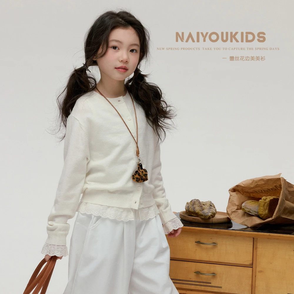 【栀子花3】女童针织开衫春秋2025新款洋气休闲百搭外套Y6344