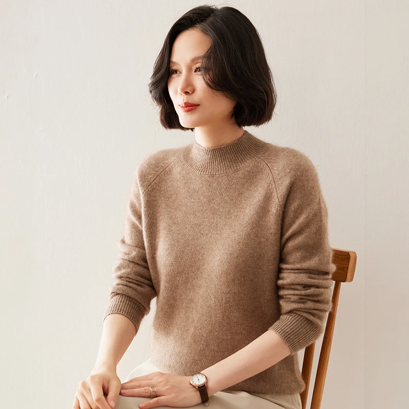 100%纯山羊绒圆+半高+高翻“软黄金” 软糯暖 加厚高克重狠舒服软糯