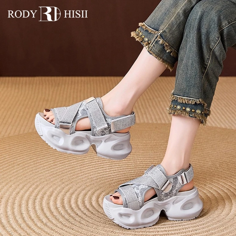 RODYHISII休闲凉鞋女2025新款夏季透气鱼嘴凉拖鞋小众厚底女鞋子