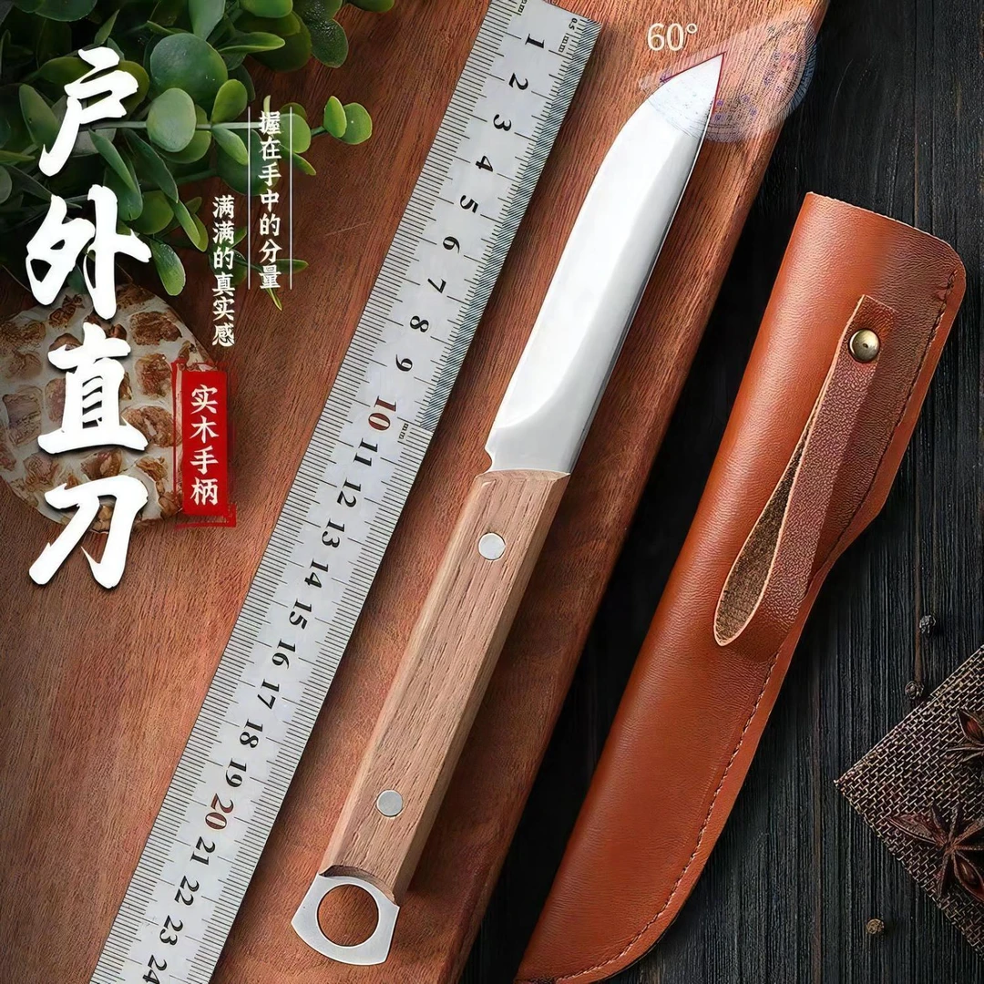 家用瓜果刀实木露营实用专用刀多功能小直刀锋利刀便携专用刀具
