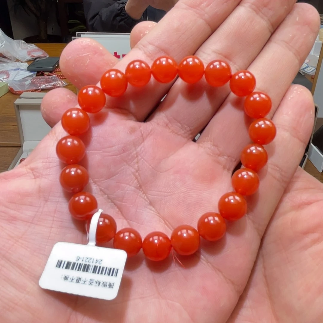 南红玛瑙单圈未镶嵌9mm➕大陷坝柿子锦