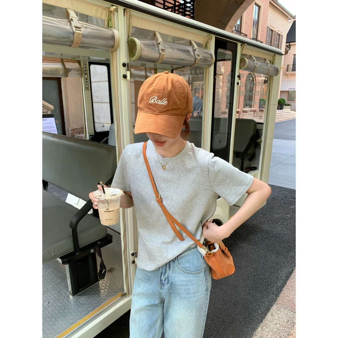 【C·Cai】韩系圆领短袖2518#正肩宽松显瘦薄款高级感T恤