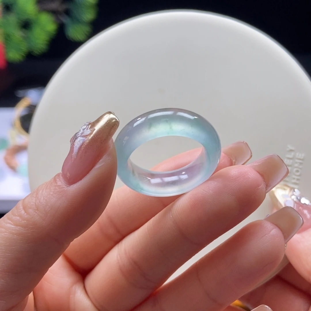 翡翠戒圈未镶嵌翡翠蓝钢戒圈18号圈