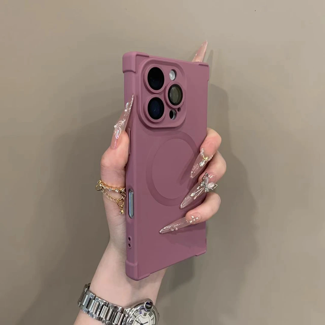 简约个性磁吸适用苹果16promax手机壳iPhone15磨砂14硅胶13/12软
