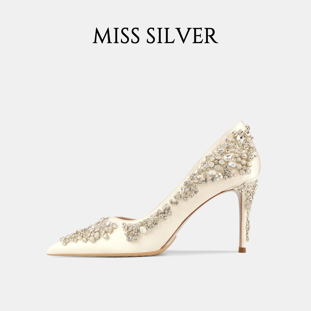 MISSSILVER细跟高跟鞋女2025春季爆款时尚百搭尖头侧空性感单鞋