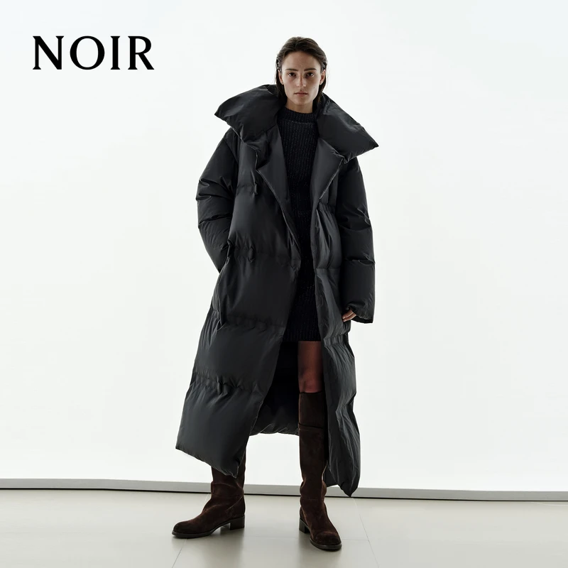 【NOIR系列】MOCO羽绒服90鹅绒2025冬新品长款附腰带MBE4EIN001
