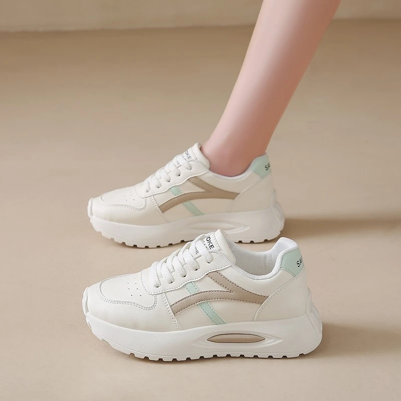 韩版ins时尚阿甘鞋女2025春季新款轻便系带百搭小白鞋休闲鞋女