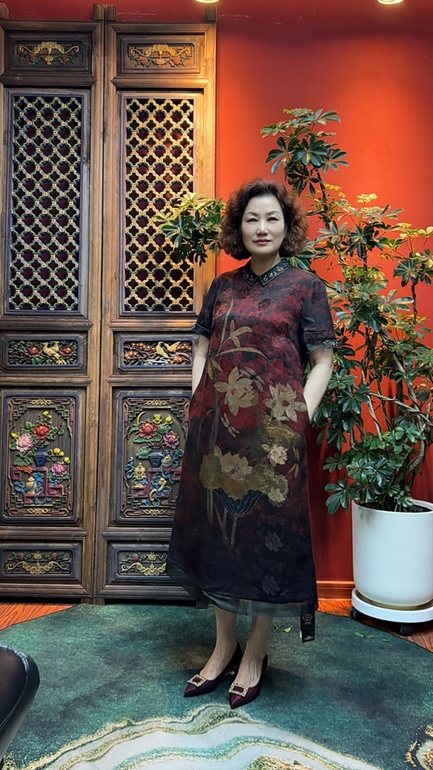 5108款2024新款花罗香云纱连衣裙