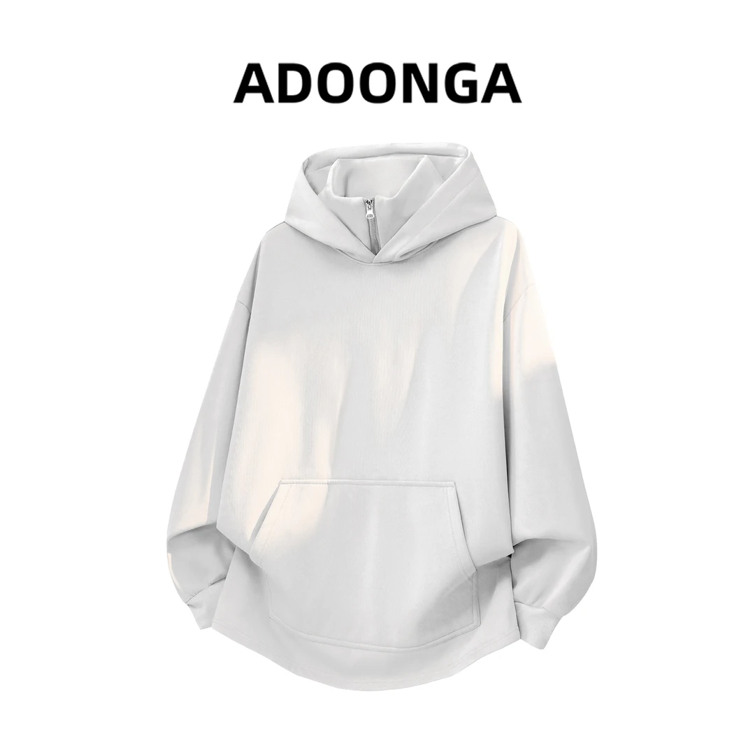 ADOONGA连帽半拉链卫衣情侣款秋冬季新款潮流百搭休闲简约外套男