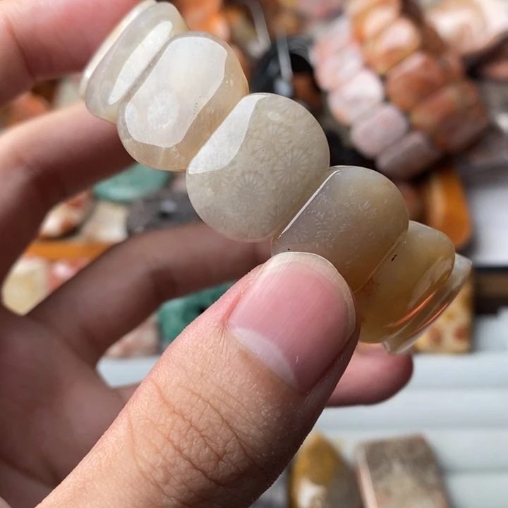 无***束硅化玉未镶嵌珊瑚玉