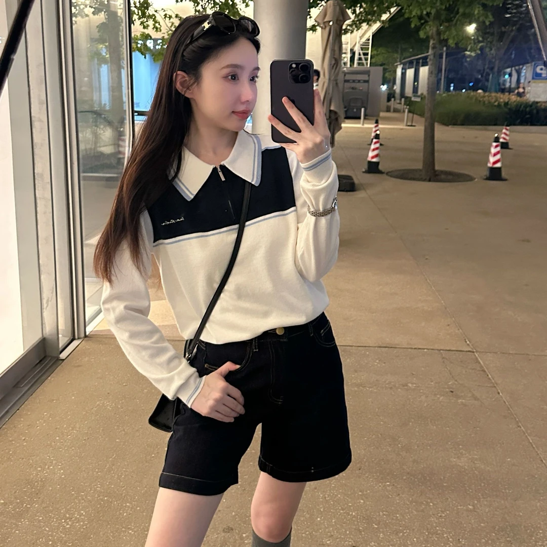【巴黎画报2.0】长袖版桑蚕丝羊毛学院风减龄针织衫毛衣韩系MIU系秋