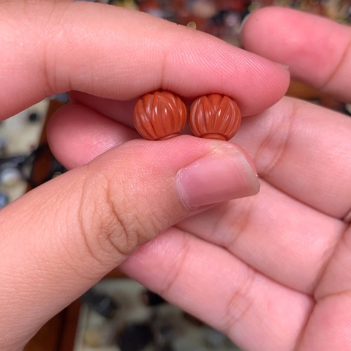 颈饰未镶嵌南红玛瑙9莲花南红对珠