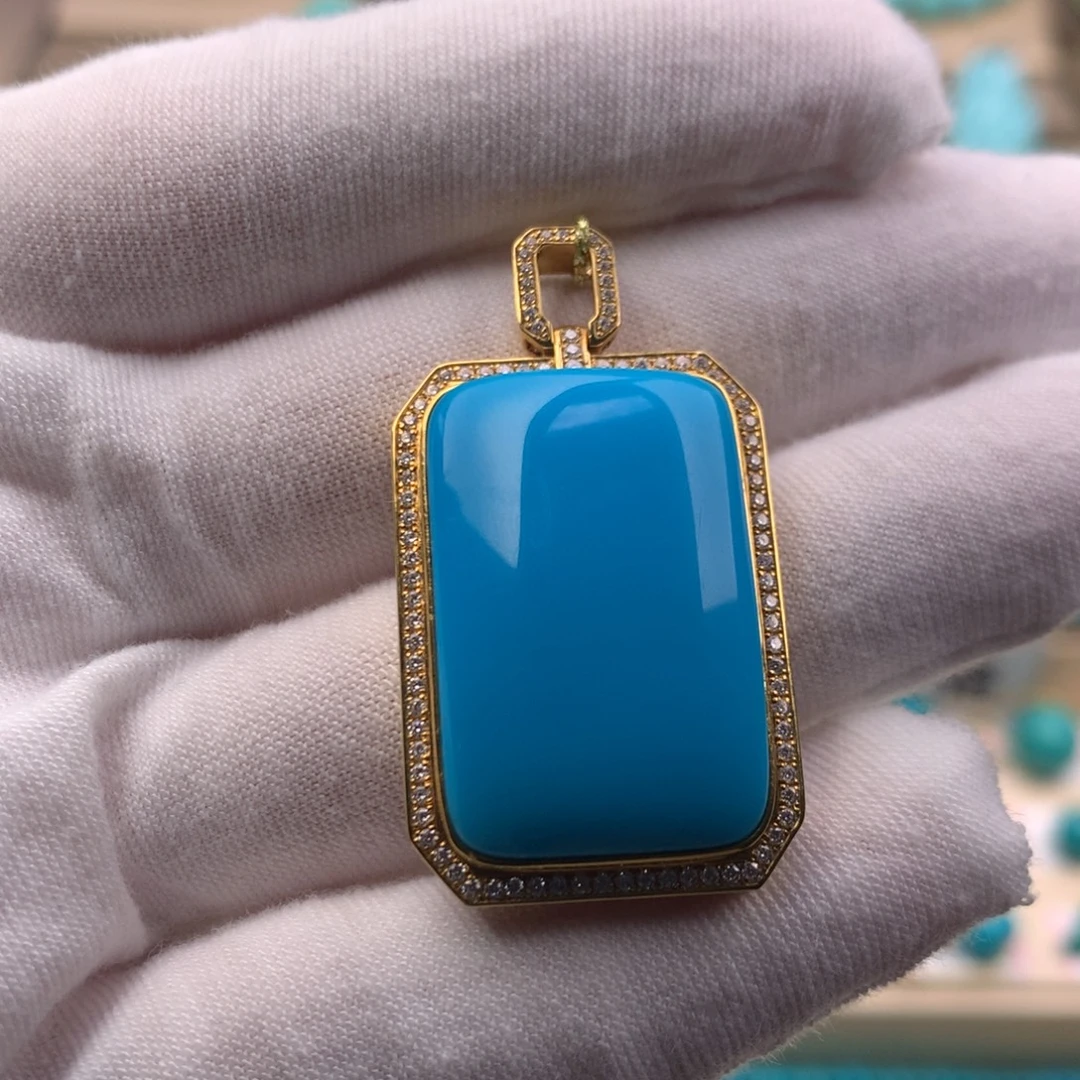 绿松石18K金镶嵌珠宝奇石