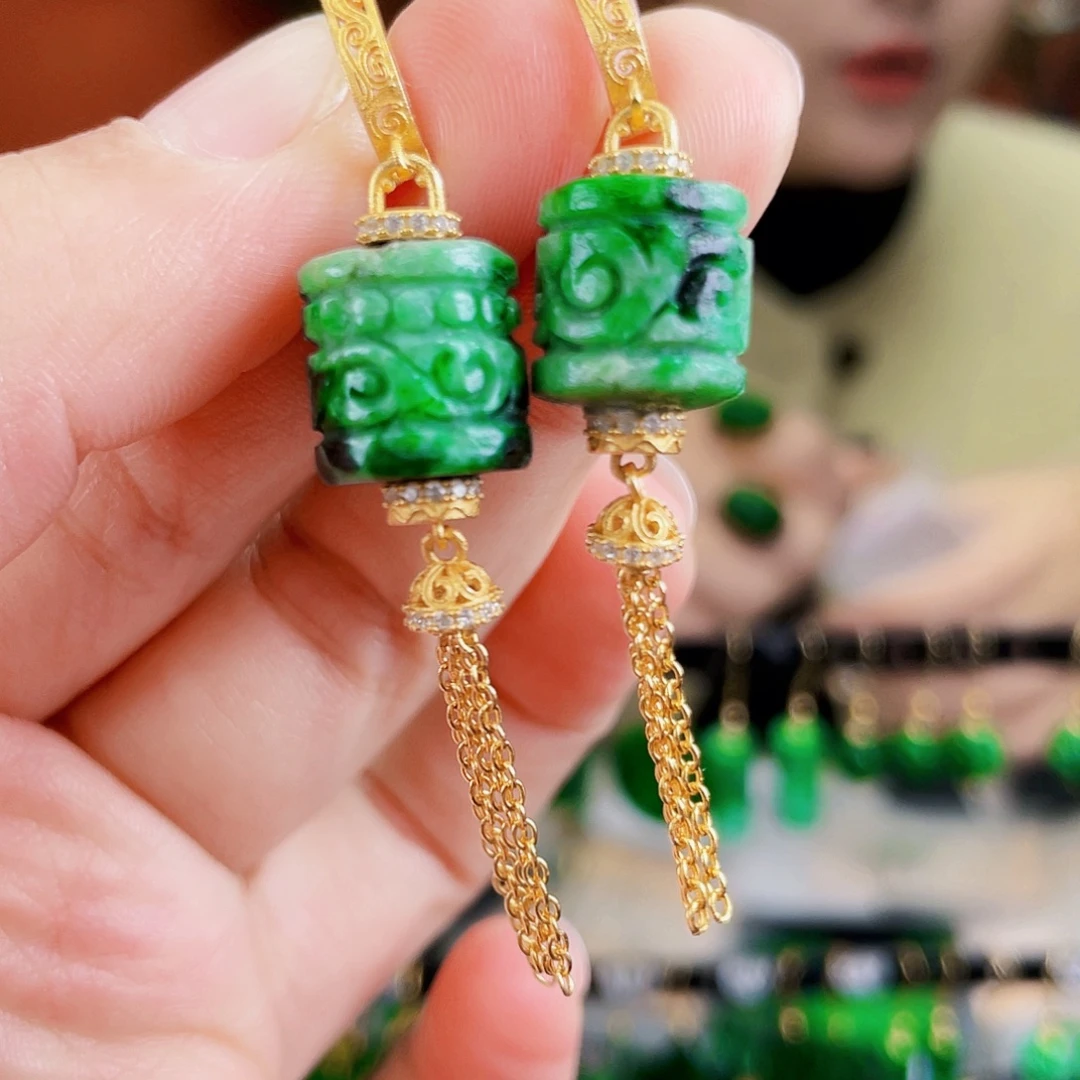 翡翠银S925镶嵌耳饰