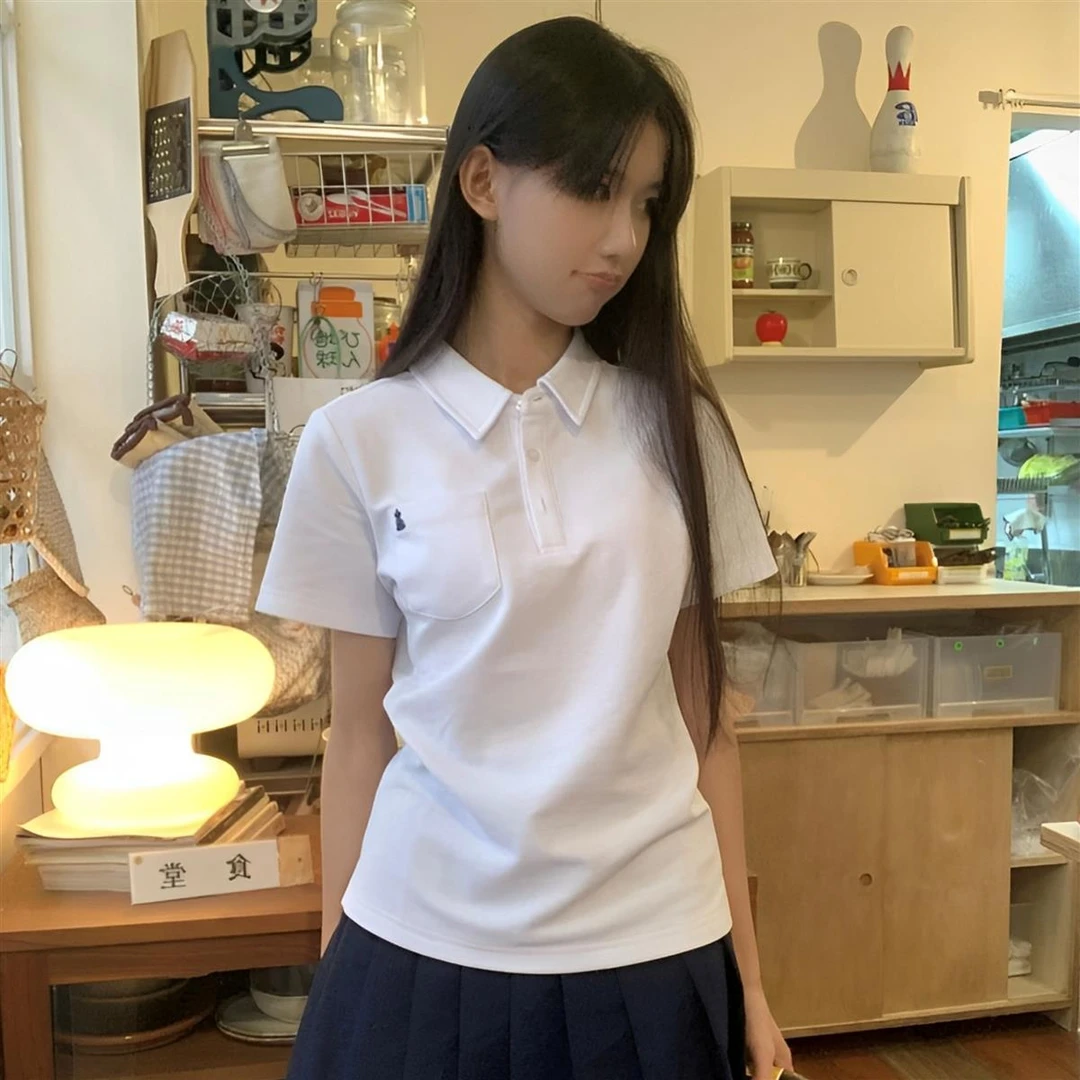 JK制服原创正版Polo衫夏季新品日系学院风收腰刺绣百搭设计感小众